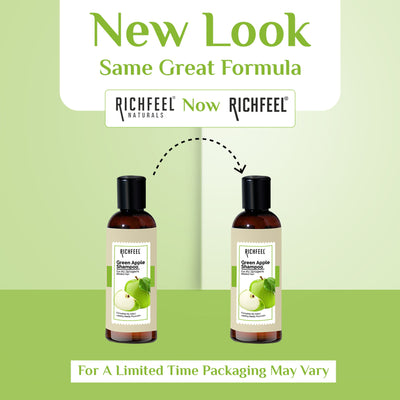 Richfeel Green Apple Shampoo for Dry, Damaged Hair - Nourishes Scalp, Promotes Shine & Smoothness
