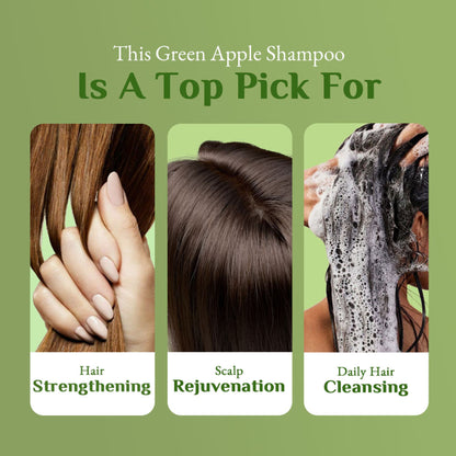 Richfeel Green Apple Shampoo for Dry, Damaged Hair - Nourishes Scalp, Promotes Shine & Smoothness