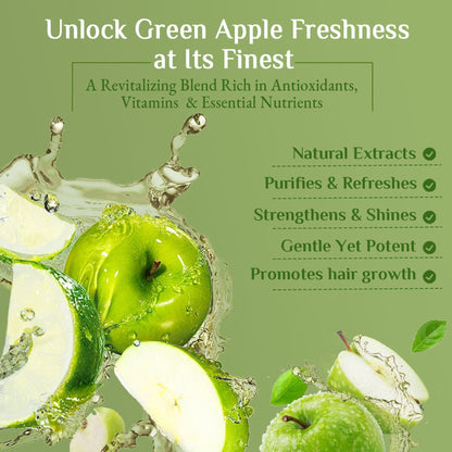Richfeel Green Apple Shampoo for Dry, Damaged Hair - Nourishes Scalp, Promotes Shine & Smoothness