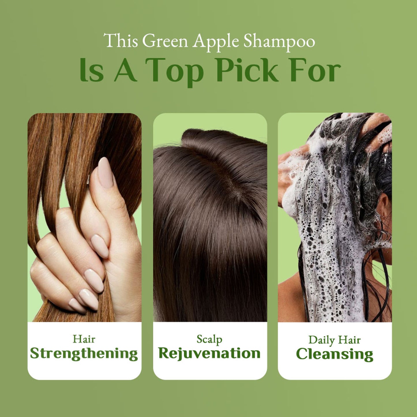 Richfeel Green Apple Shampoo for Dry, Damaged Hair - Nourishes Scalp, Promotes Shine & Smoothness