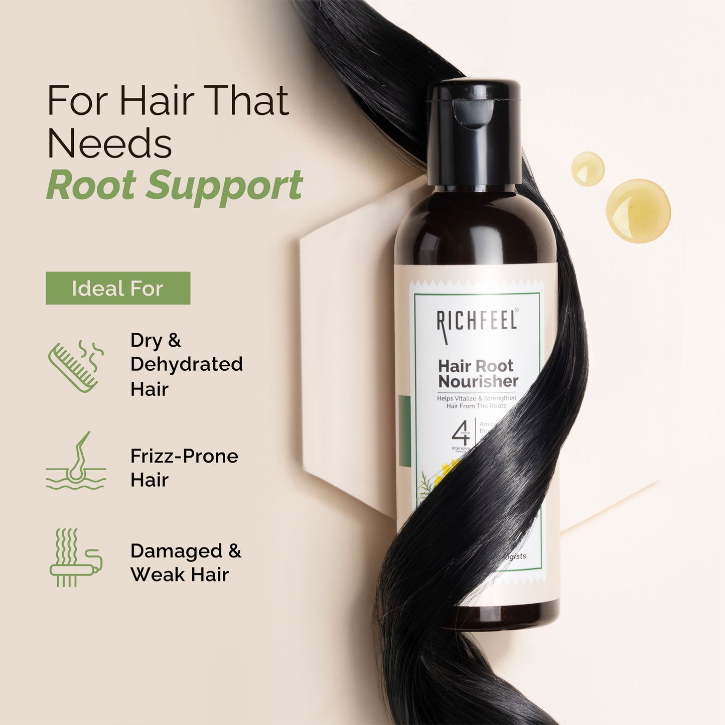 Richfeel Hair Nourisher Oil - Hair Fall Control & Growth Treatment, Trichologist-Developed Formula