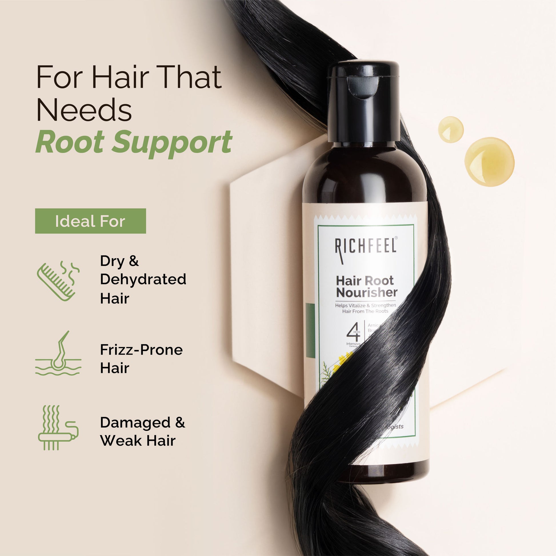 Richfeel Hair Nourisher Oil - Hair Fall Control & Growth Treatment, Trichologist-Developed Formula