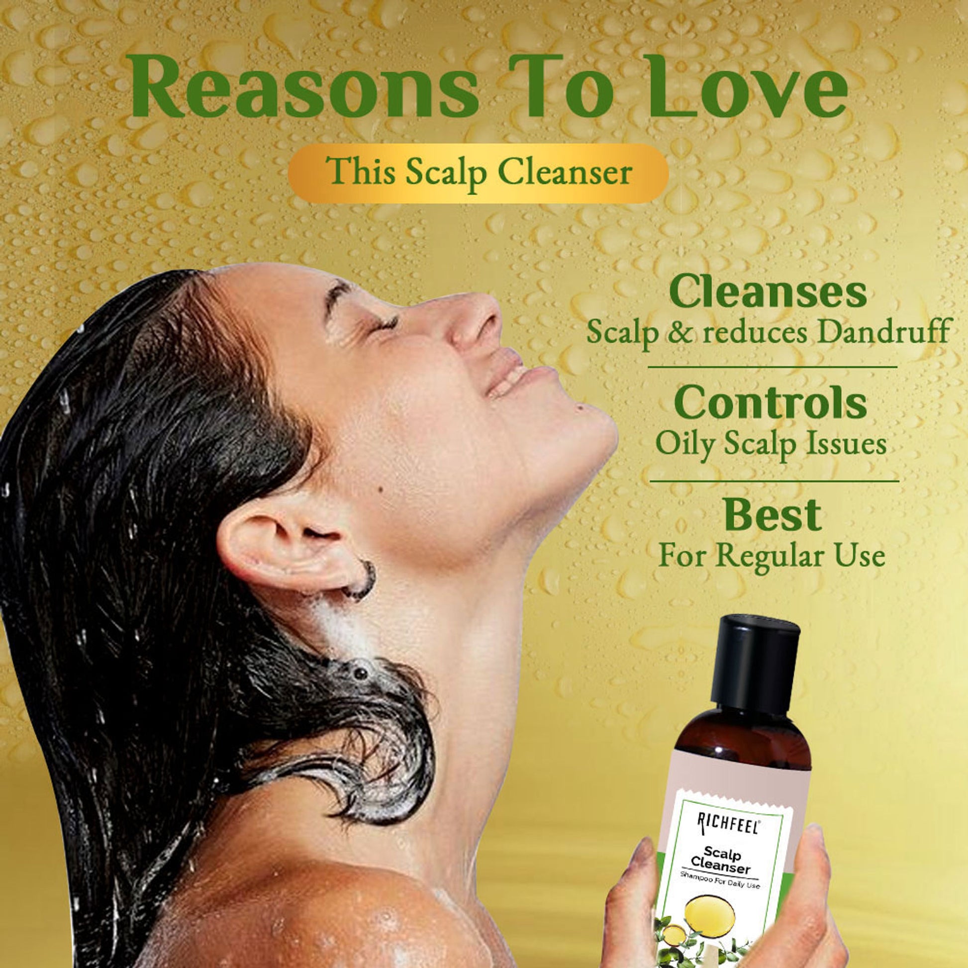 Richfeel Scalp Cleanser - Dandruff Control, Hair Fall Reduction, Soothes Irritation , Sulphate-Free