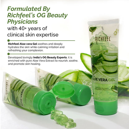 Richfeel Pure Aloe Vera Gel for Face, Skin & Hair , Ultimate Glow Gel for Men & Women