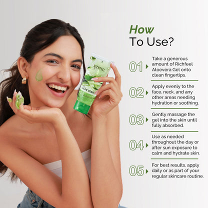 Richfeel Pure Aloe Vera Gel for Face, Skin & Hair , Ultimate Glow Gel for Men & Women
