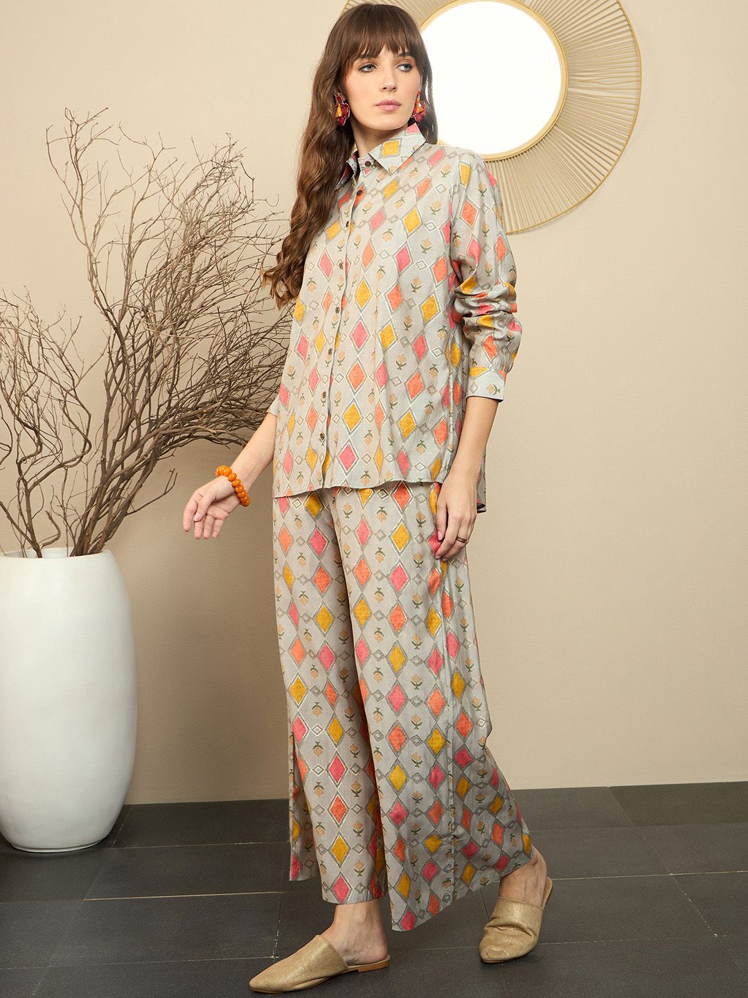 Dhiyona IE Printed Shirt With Trousers