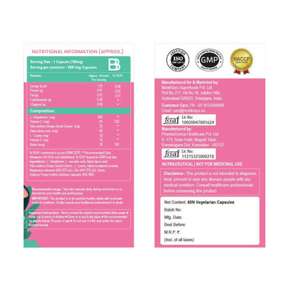 BBETTER L-Glutathione Capsules with Alpha Lipoic Acid, Grape Seed Extract for Skin - Indyancart