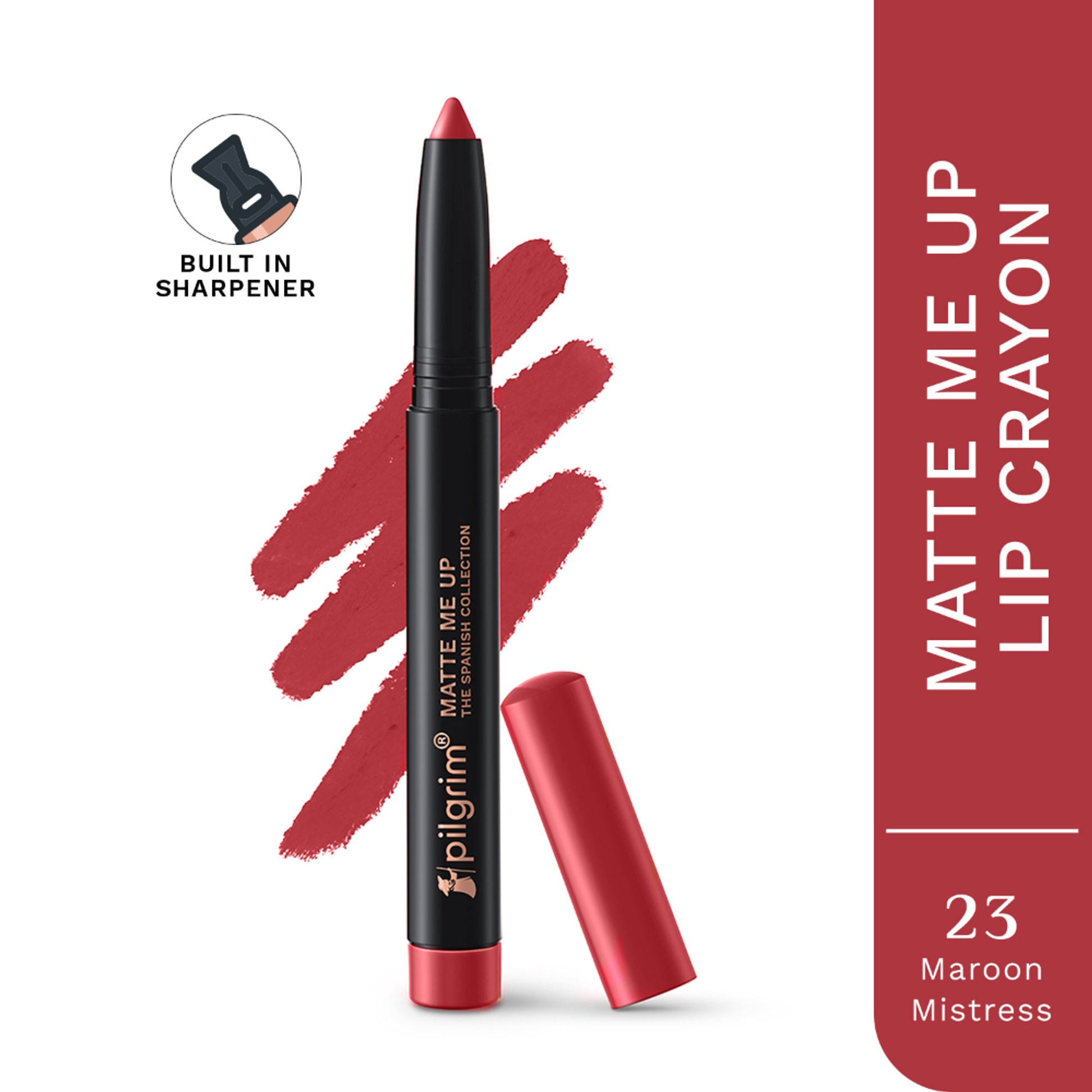 Pilgrim The Spanish Collection Matte Me Up Lip Crayon - 23 Maroon Mistress