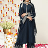 Indyancart VA Women'sEthnic Motifs Zari Embroidered Regular Kurta With Trousers & With Dupatta
