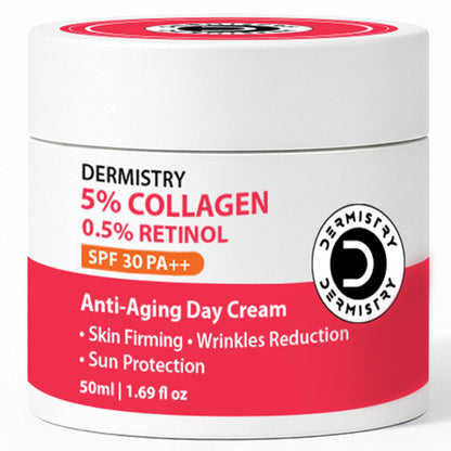 DERMISTRY Anti Ageing Collagen Retinol SPF 30 Moisturizer Day Face Cream For Aging Wrinkles Repair