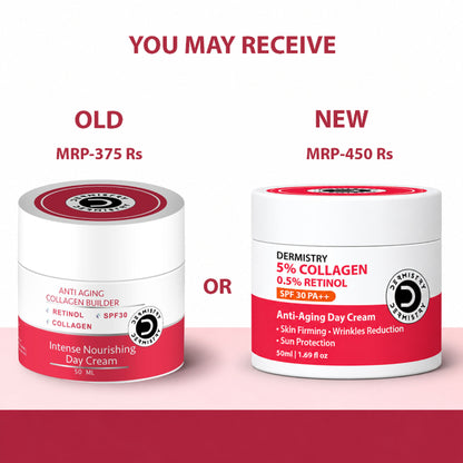 DERMISTRY Anti Ageing Collagen Retinol SPF 30 Moisturizer Day Face Cream For Aging Wrinkles Repair