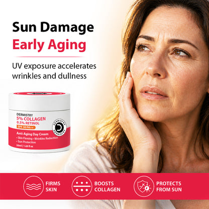 DERMISTRY Anti Ageing Collagen Retinol SPF 30 Moisturizer Day Face Cream For Aging Wrinkles Repair