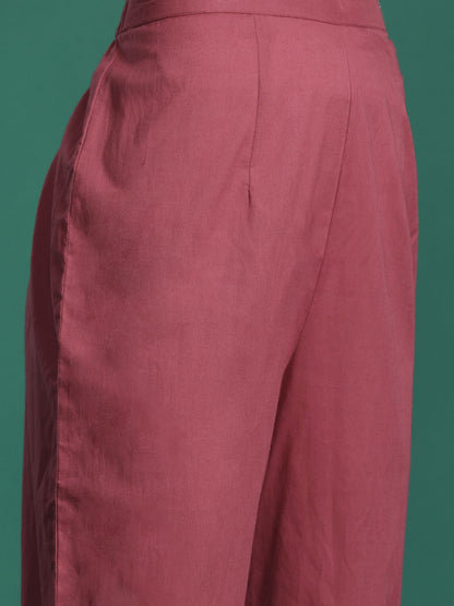 Indyancart IE Floral Printed Empire Pure Cotton Kurta with Trousers & With Dupatta
