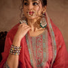 Dhiyona IE Floral Yoke Design Thread Work Straight Kurta With Trousers & Dupatta
