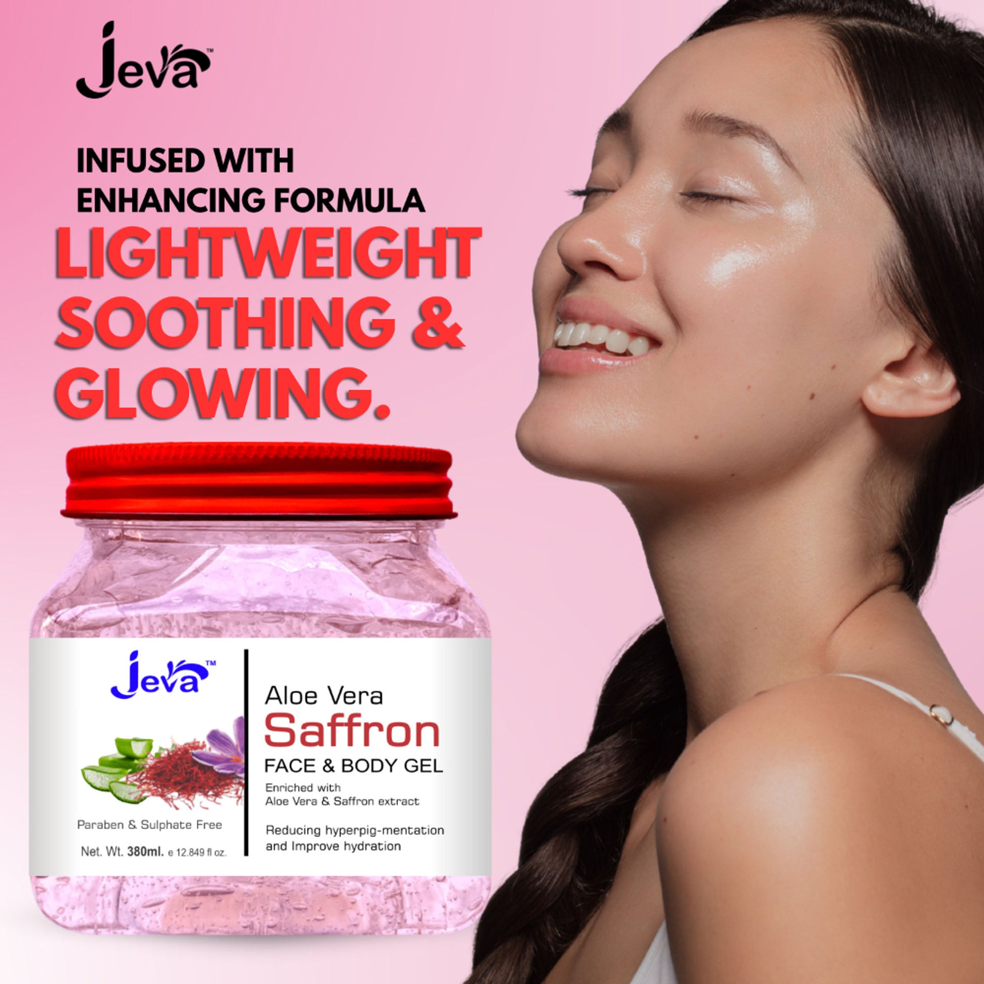 Jeva Aloe Vera Gel with Saffron - Hydrating, Brightening & Skin Revitalizing Care
