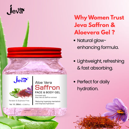 Jeva Aloe Vera Gel with Saffron - Hydrating, Brightening & Skin Revitalizing Care