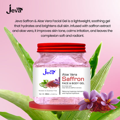 Jeva Aloe Vera Gel with Saffron - Hydrating, Brightening & Skin Revitalizing Care