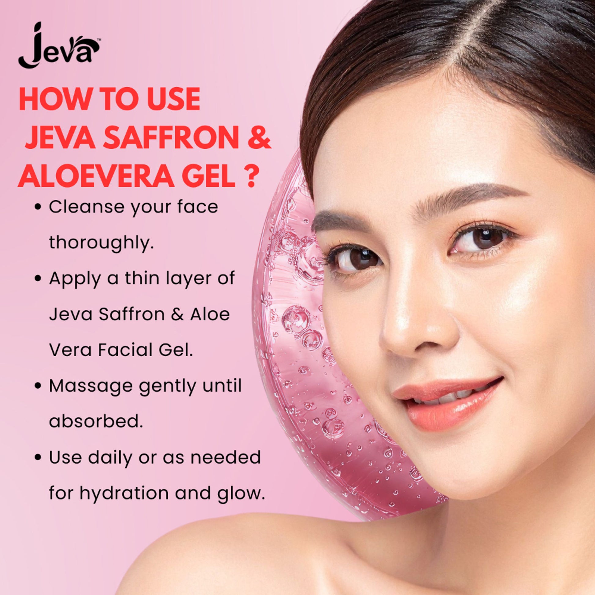 Jeva Aloe Vera Gel with Saffron - Hydrating, Brightening & Skin Revitalizing Care