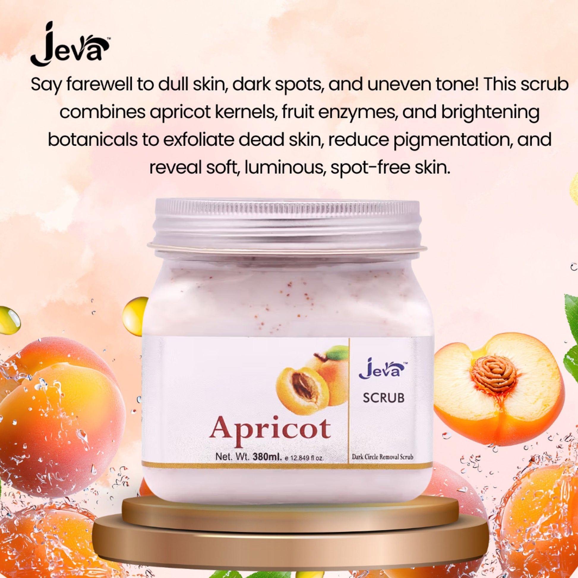 Jeva Apricot Body Scrub - Exfoliating & Dark Spot Reducing Gel for Radiant Skin