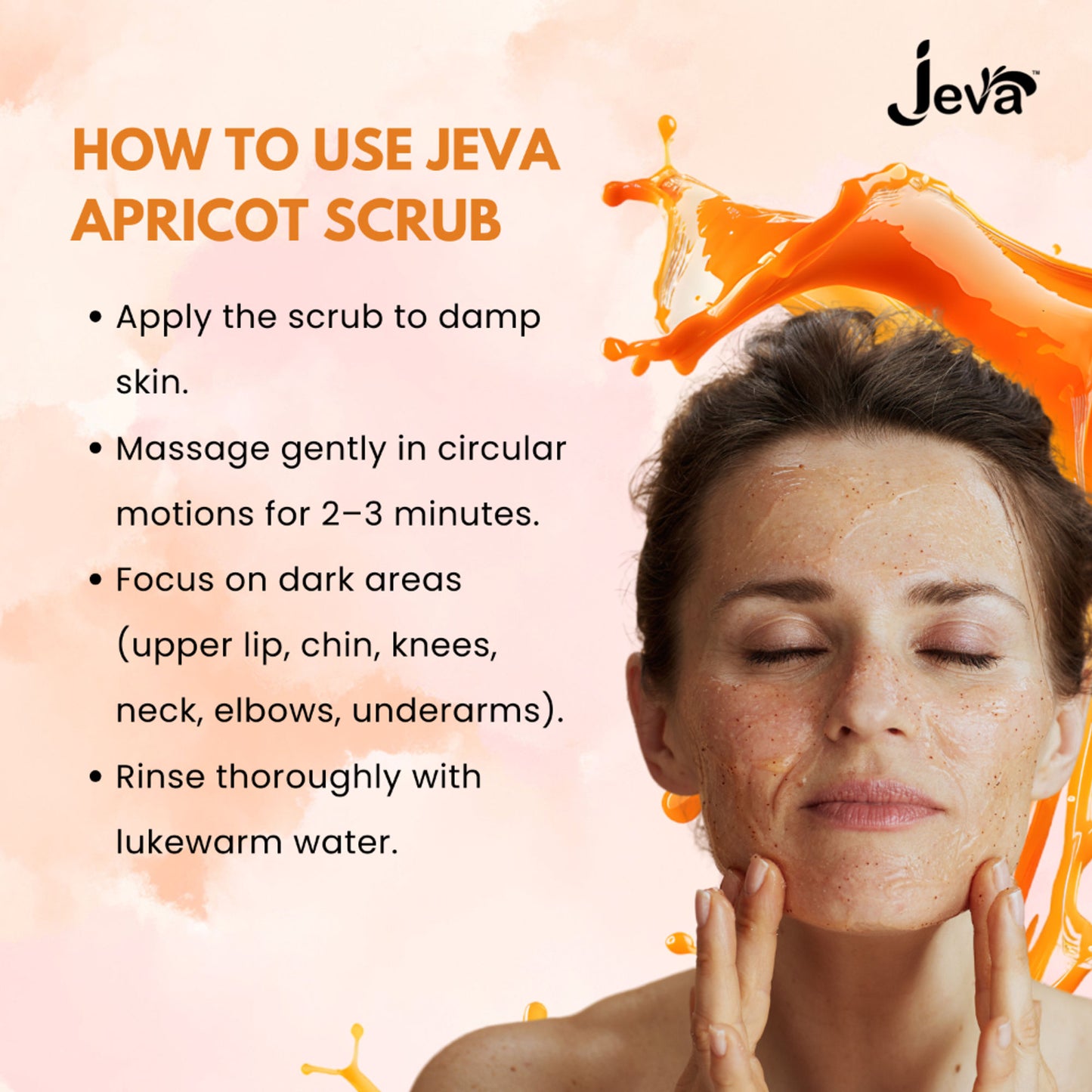 Jeva Apricot Body Scrub - Exfoliating & Dark Spot Reducing Gel for Radiant Skin