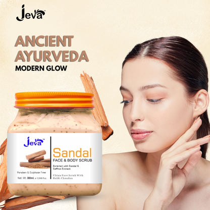 Jeva Sandal Ubtan Scrub with Haldi & Chandan - Natural Glow & Skin Brightening Gel