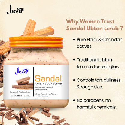 Jeva Sandal Ubtan Scrub with Haldi & Chandan - Natural Glow & Skin Brightening Gel