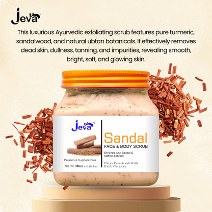 Jeva Sandal Ubtan Scrub with Haldi & Chandan - Natural Glow & Skin Brightening Gel