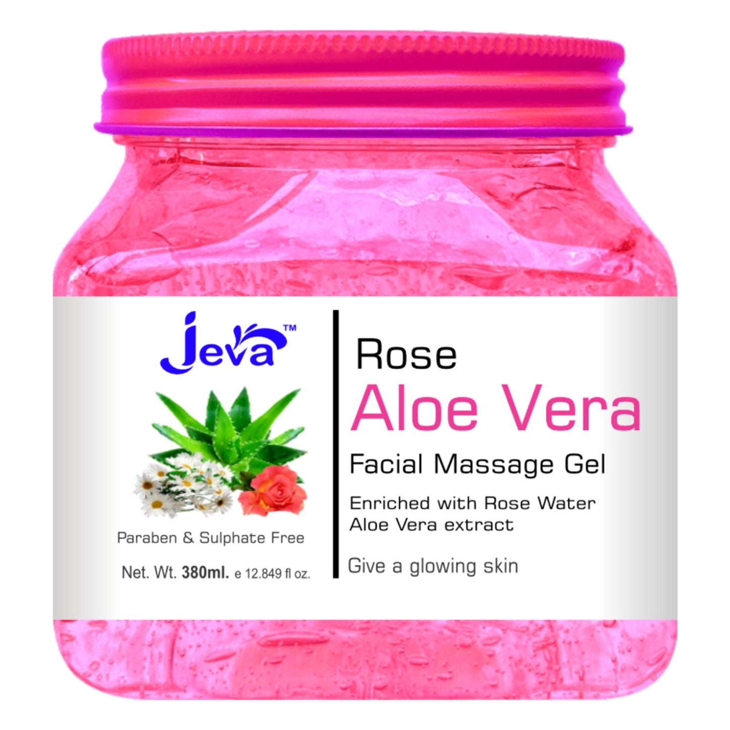 Jeva Rose and Aloe Vera Facial Massage Gel Soothing and Hydrating Gel for Radiant Skin