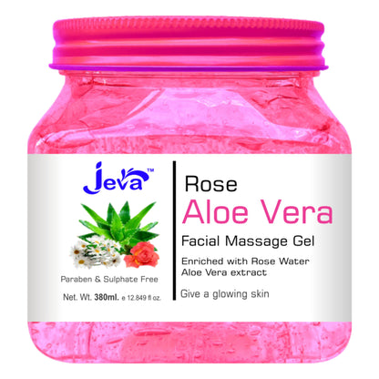 Jeva Rose and Aloe Vera Facial Massage Gel Soothing and Hydrating Gel for Radiant Skin