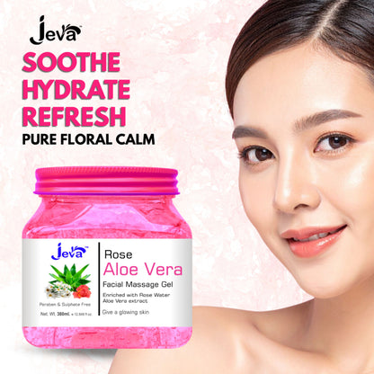Jeva Rose and Aloe Vera Facial Massage Gel Soothing and Hydrating Gel for Radiant Skin