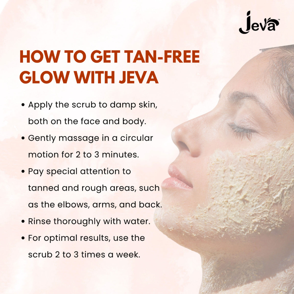 Jeva Papaya Tan Removal Scrub in a jar, featuring brightening and smoothening properties with a natural papaya extract formula.