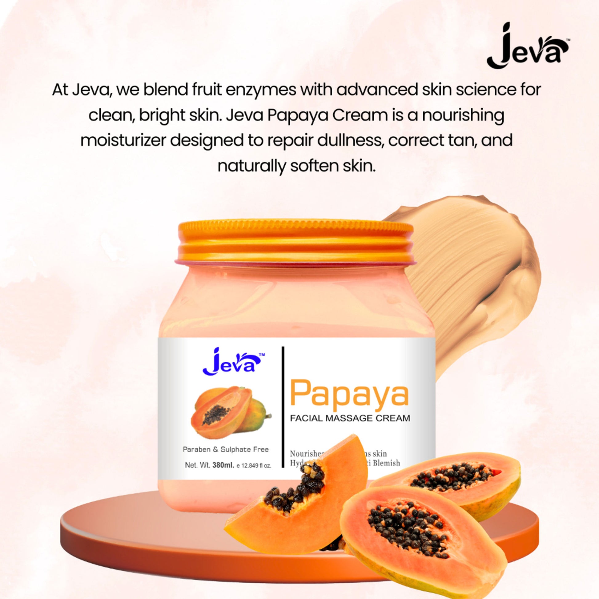 Jeva Papaya Nourishing and Smoothing Cream for Soft, Hydrated and Radiant Skin