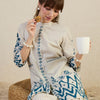 Dhiyona IE Printed Mandarin Collar A-Line Top with Trousers Co-Ords