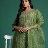 Indyancart IE Plus Size Ethnic Motifs Embroidered Panelled Gotta Patti Kurta Set