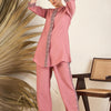Indyancart IE Pink Floral Printed Above Knee Shirt Collar Straight Kurta With Trouser