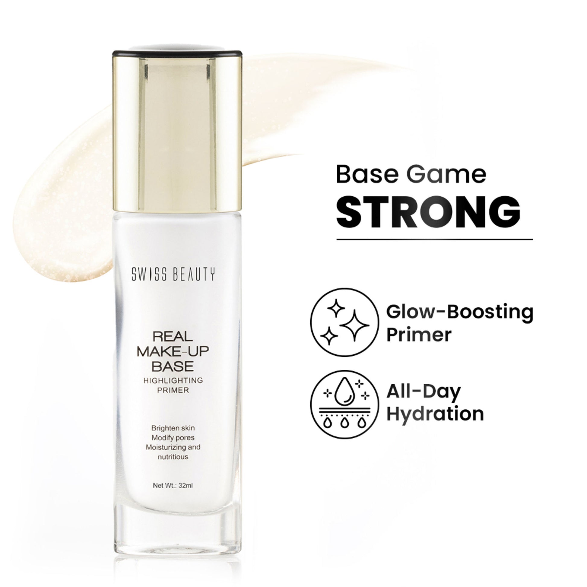 Swiss Beauty Real Make-Up Base Highlighting Primer , Brighten Skin , Modify Pore - 02 Golden Tint