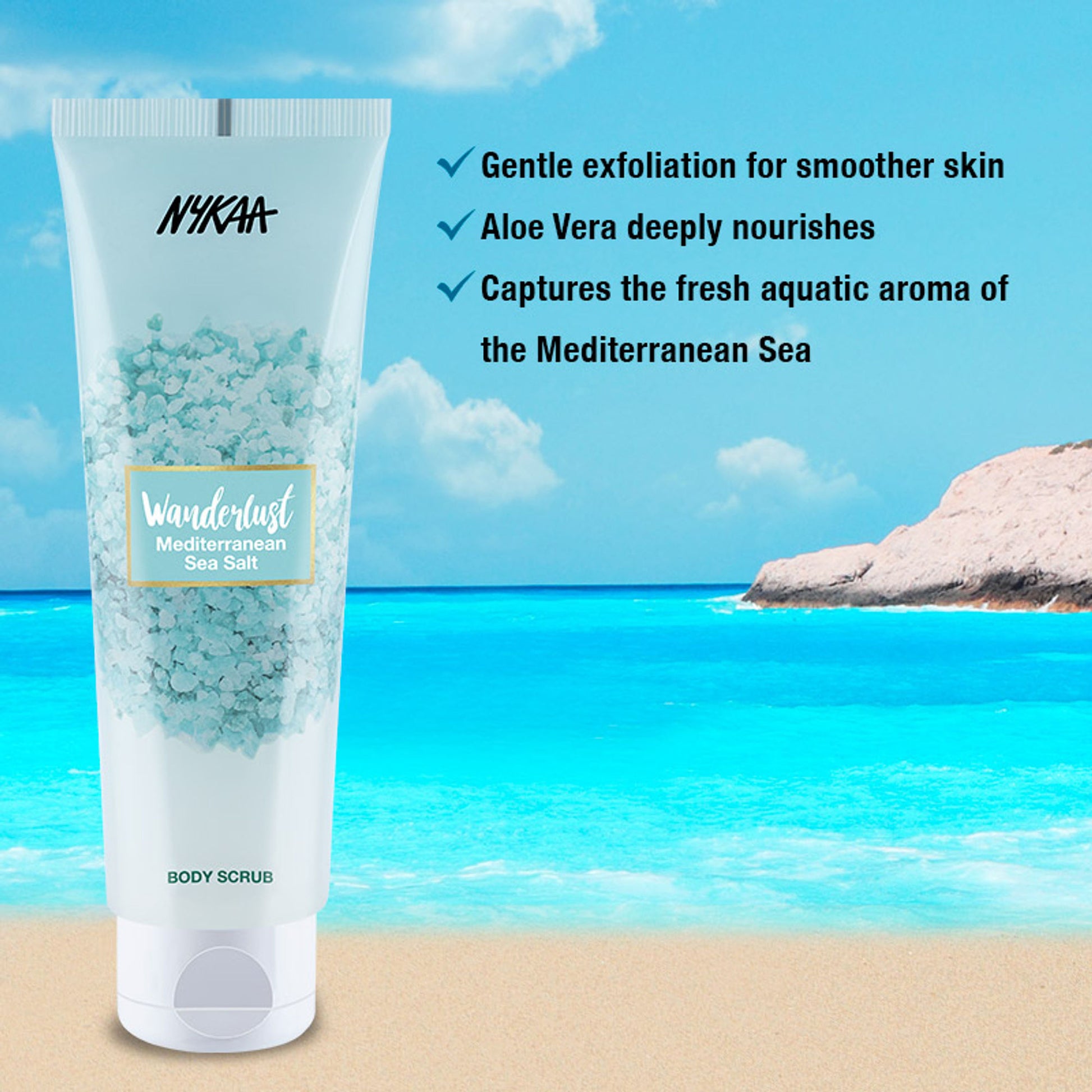 Nykaa Wanderlust Exfoliating Body Scrub - Mediterranean-Sea-Salt