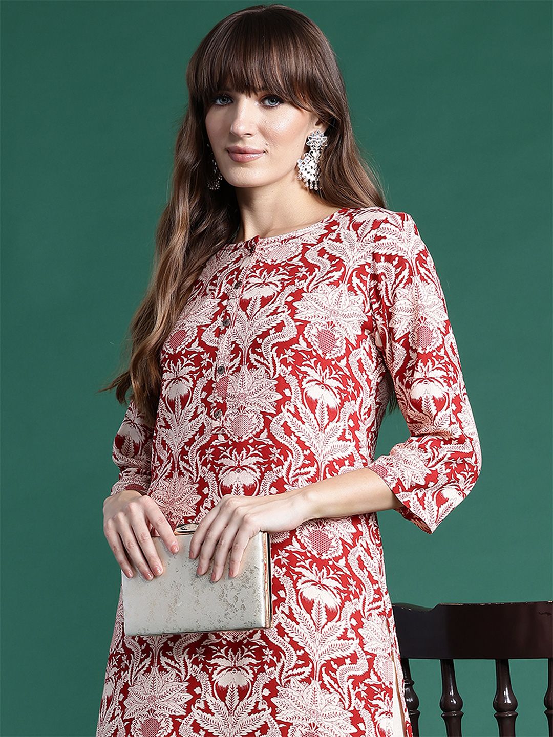 Indyancart IE Floral Printed Kurta