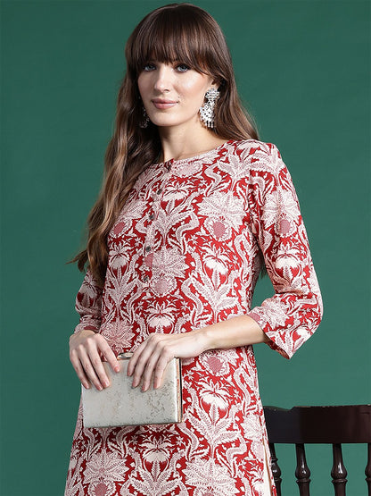 Indyancart IE Floral Printed Kurta