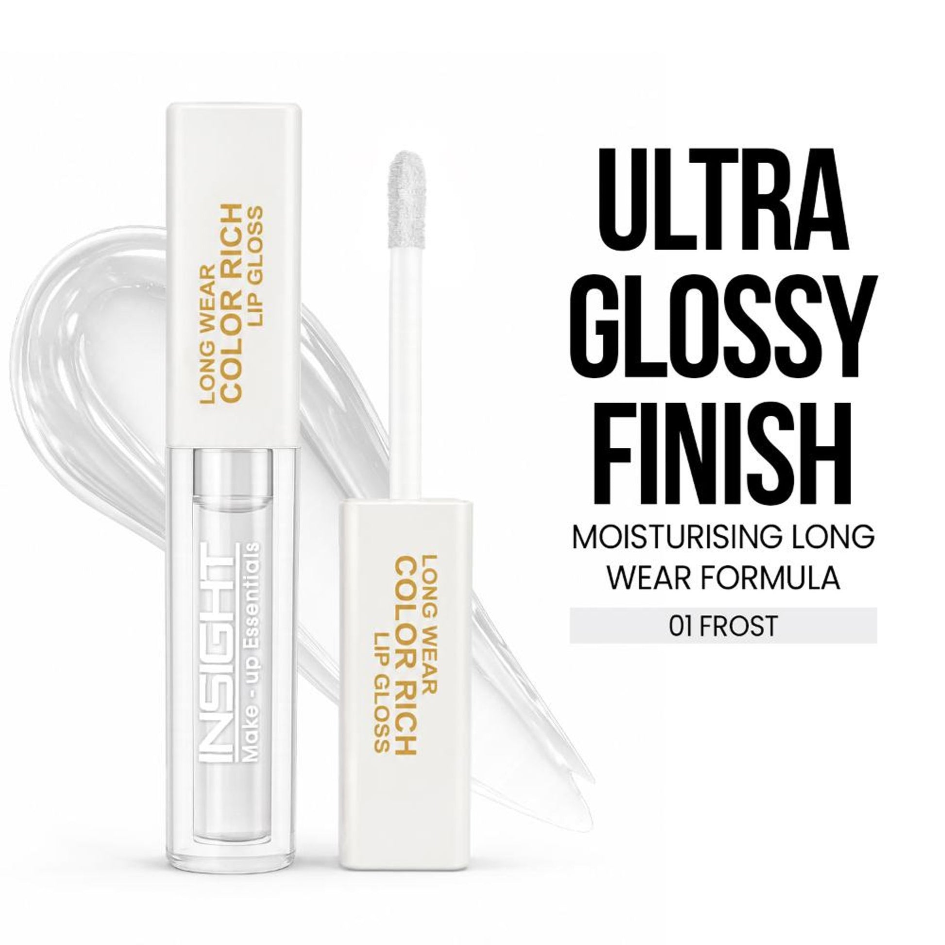 Insight Cosmetics Long Wear Color Rich Lip Gloss, Moisturising Long Wear Formula, Ultra Glossy Finish - Frost