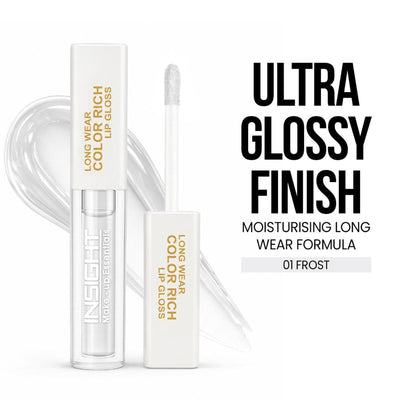 Insight Cosmetics Long Wear Color Rich Lip Gloss, Moisturising Long Wear Formula, Ultra Glossy Finish - Frost