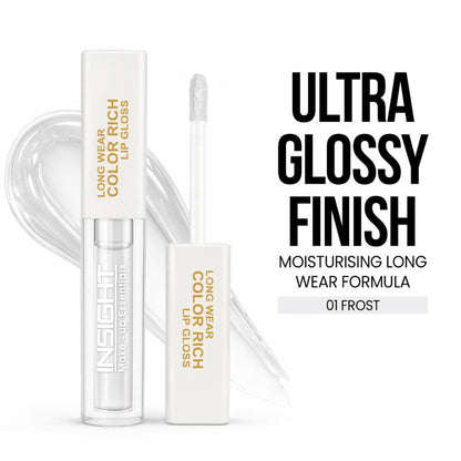 Insight Cosmetics Long Wear Color Rich Lip Gloss, Moisturising Long Wear Formula, Ultra Glossy Finish - Frost