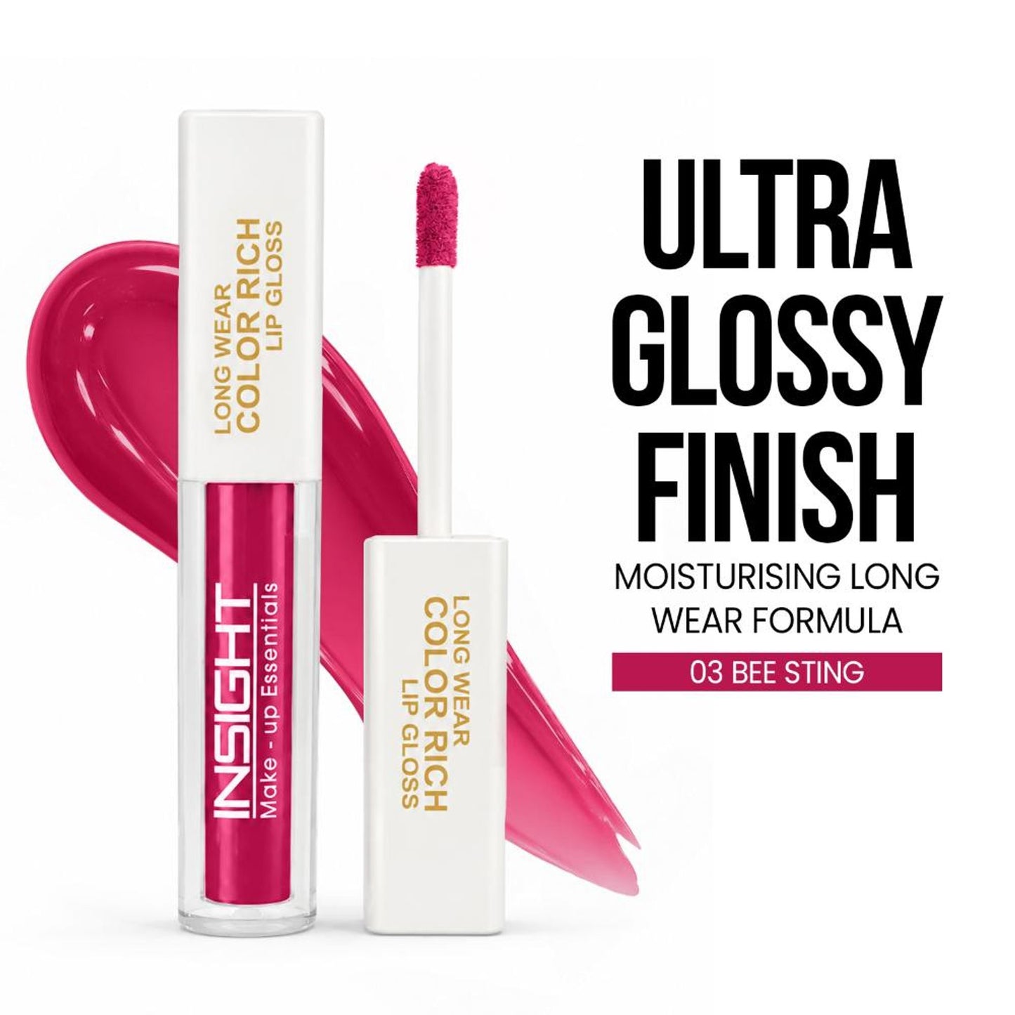 Insight Cosmetics Long Wear Color Rich Lip Gloss, Moisturising Long Wear Formula, Ultra Glossy Finish - Bee Sting
