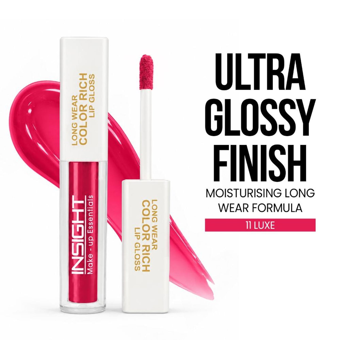 Insight Cosmetics Long Wear Color Rich Lip Gloss, Moisturising Long Wear Formula, Ultra Glossy Finish - Luxe