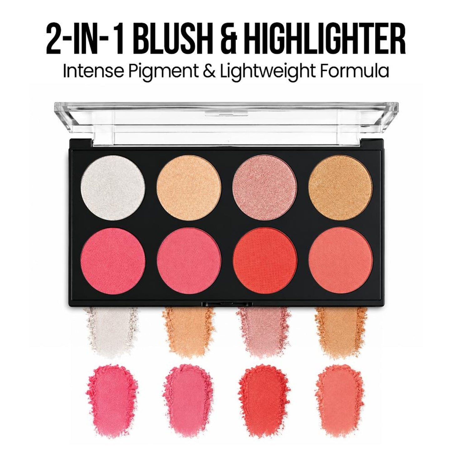Insight Cosmetics Blush & Highlight Palette, 2 In 1 Intense Pigment, Lightweight Formula