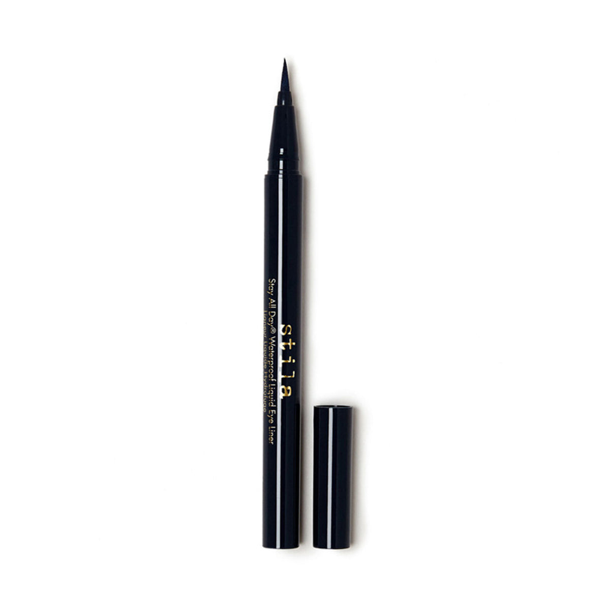 Stila Cosmetics Stay All Day Waterproof Liquid Eye Liner in Midnight Blue, close-up showing the sleek pen design and fine tip.