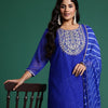 Indyancart IE Plus Size Leheriya Printed Zari Kurta with Trousers & Dupatta