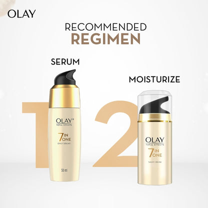 Olay Total Effects Night Cream, Fights 7 Signs Of Ageing With Niacinamide And Green Tea Extracts