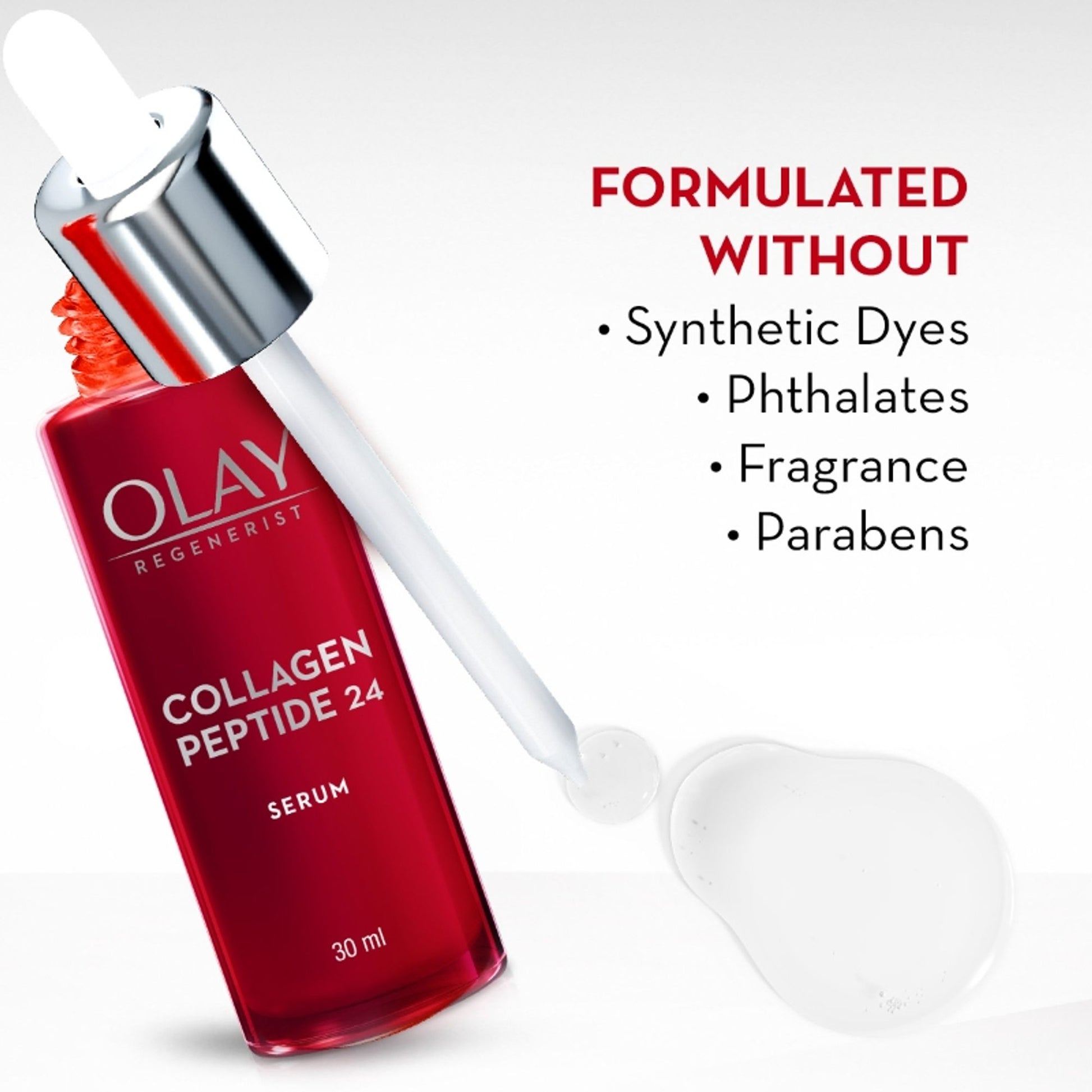Olay Collagen Peptide Face Serum, Smooth & Plump Skin With Collagen & Niacinamide, Sulphate Free
