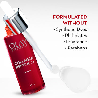 Olay Collagen Peptide Face Serum, Smooth & Plump Skin With Collagen & Niacinamide, Sulphate Free